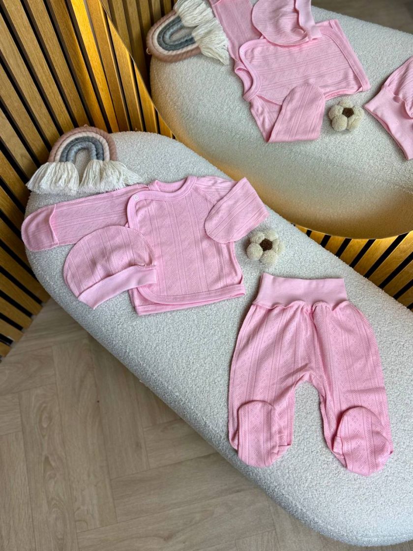 ❤ Комплект 3ка з сорочкою з перфорацією, 56-62р. Колір - Рожевий (#68992545) ✓ Anna Konvert