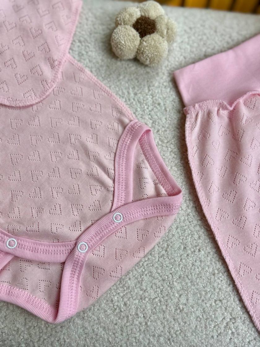 ❤ Комплект 2ка з боді, з перфорацією. Колір - Рожевий. Розмір - 56-62р (#32621634) ✓ Anna Konvert