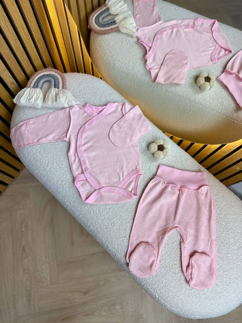 ❤ Комплект 2ка з боді, з перфорацією. Колір - Рожевий. Розмір - 56-62р (#32621634) ✓ Anna Konvert