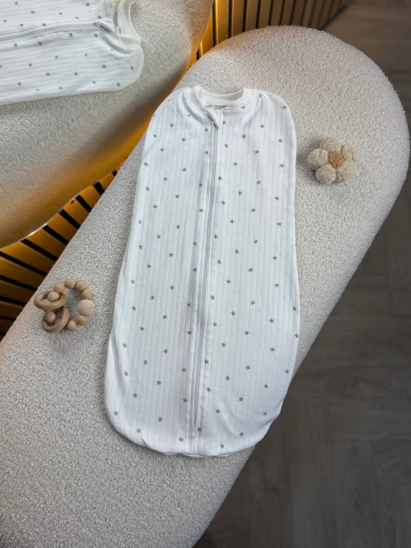 ❤ Пелюшка-кокон, інтерлок, 62р. Принт - Дрібні сірі зірки, рубчик (#42399716) ✓ Anna Konvert