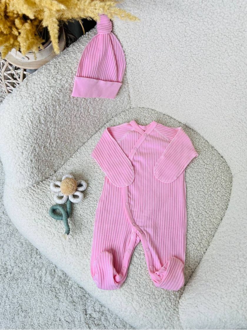 ❤ Чоловічок з шапочкою "Бархат" інтерлок. Колір - Рожевий. Розмір - 56см (#33676865) ✓ Anna Konvert