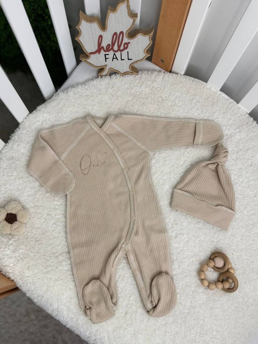 ❤ Чоловічок з шапочкою "Бархат" інтерлок. Колір - Капучино. Розмір - 62см (#75205895) ✓ Anna Konvert