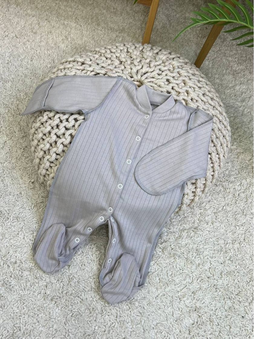 ❤ Чоловічок інтерлок в рубчик, Ромашка. Принт - Сірий однотон. Розмір - 62-68см (#91733343) ✓ Anna Konvert