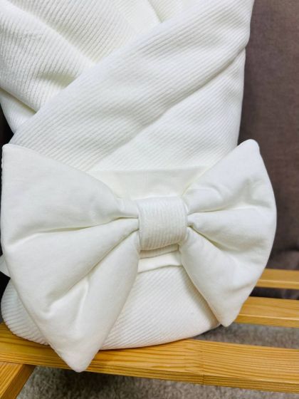 ❤ Демісезонний конверт велюровий в смужку, на бавовні. Колір - Білий (#92414939) ✓ Anna Konvert 2