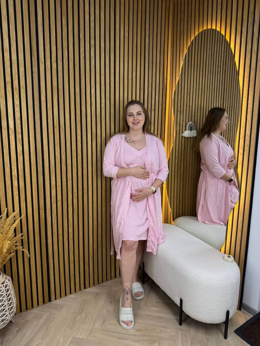 ❤ Комплект сорочка та халат для годування, 52-54 "Кант". Колір - Ніжно рожевий (#5946633) ✓ Anna Konvert