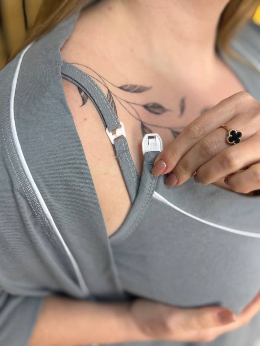 ❤ Комплект сорочка та халат для годування, 48-50 "Кант". Колір - Темно сірий (#77374199) ✓ Anna Konvert