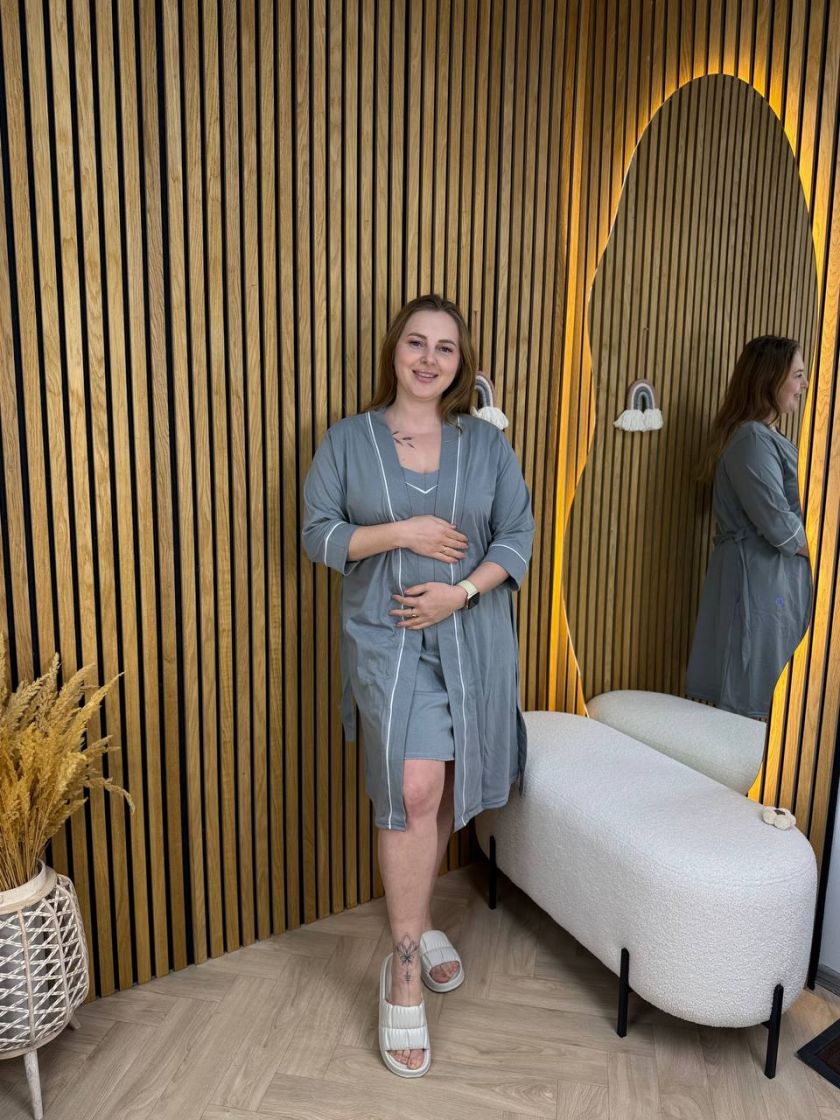 ❤ Комплект сорочка та халат для годування, 48-50 "Кант". Колір - Темно сірий (#77374199) ✓ Anna Konvert