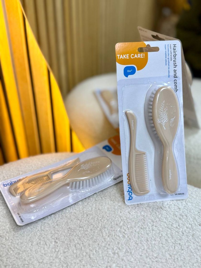 ❤ Щітка та гребінець для волосся - натуральна м'яка щетина- Бежевий, "BabyOno" (#69218991) ✓ Anna Konvert