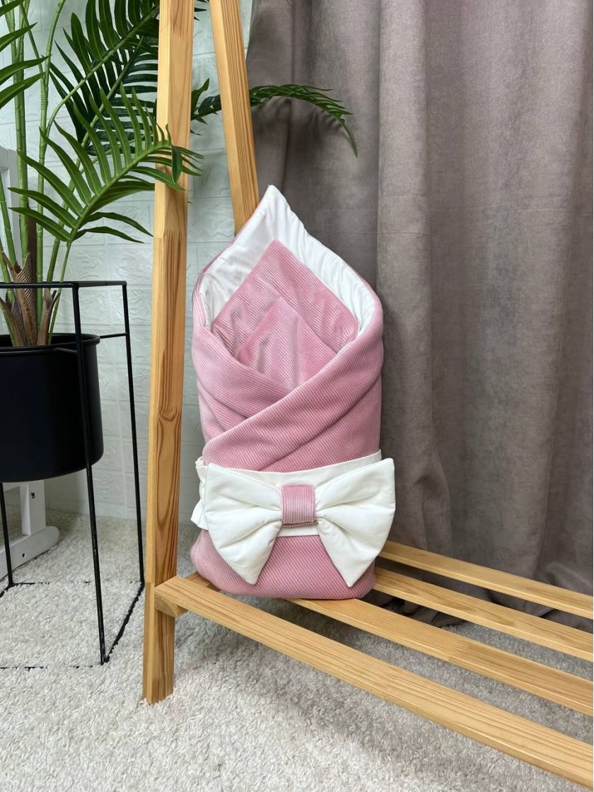 ❤ Демісезонний конверт велюровий в смужку, на бавовні. Колір - Пильна троянда (#97259058) ✓ Anna Konvert