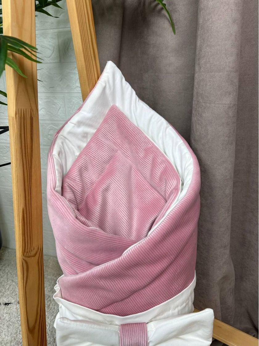 ❤ Демісезонний конверт велюровий в смужку, на бавовні. Колір - Пильна троянда (#97259058) ✓ Anna Konvert