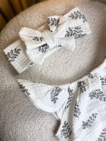 ❤ Муслінове боді з солошкою. Принт - Гілочки. Розмір - 56-62 (#67200057) ✓ Anna Konvert 2