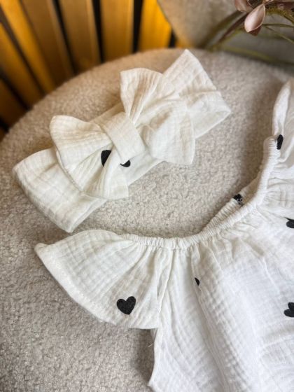 ❤ Муслінове боді з солошкою. Принт - Чорні серця. Розмір - 56-62 (#67996973) ✓ Anna Konvert 2