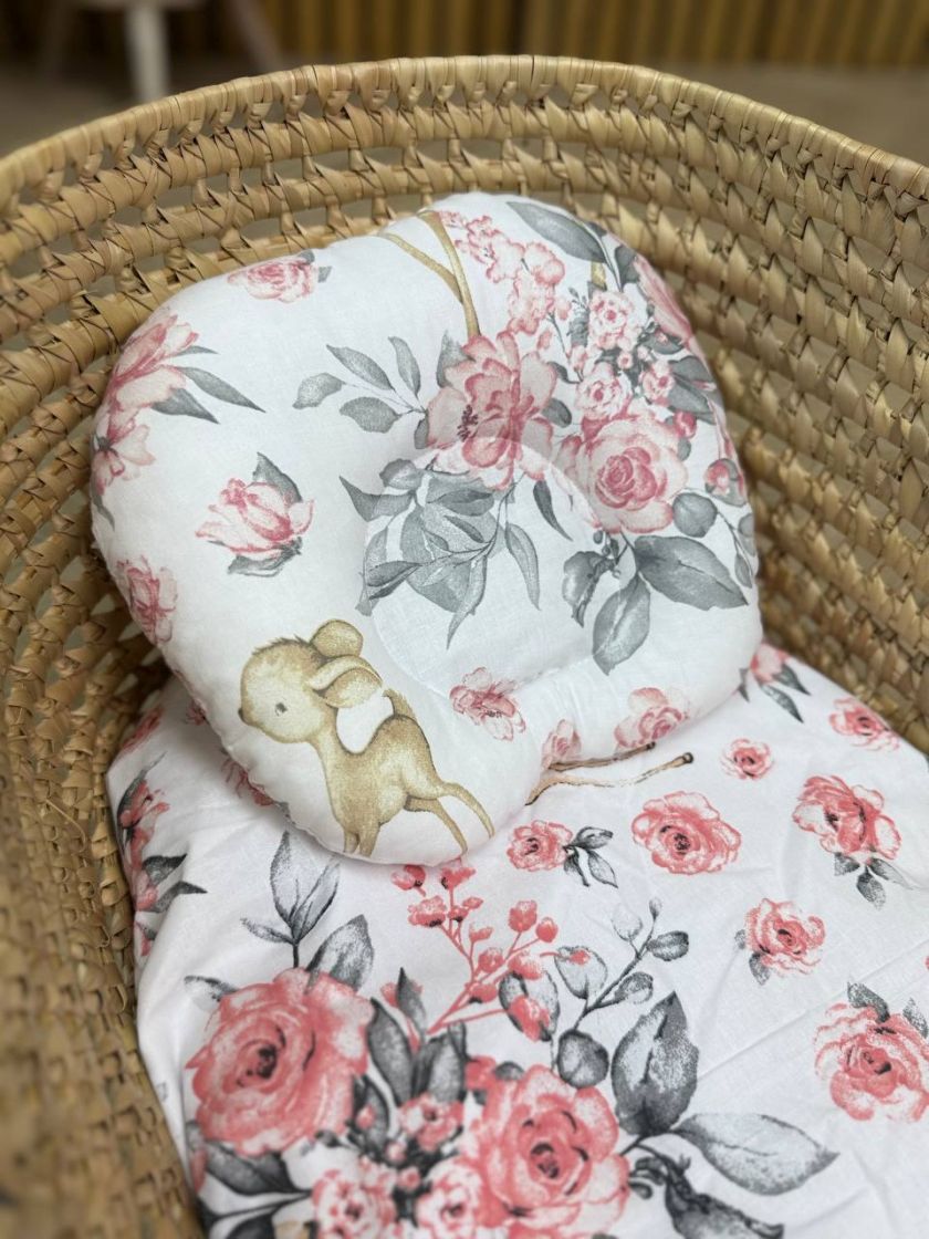 ❤ Простирадло непромакаюче у візочок та подушка. Принт - Олені бембі з трояндами (#88834948) ✓ Anna Konvert