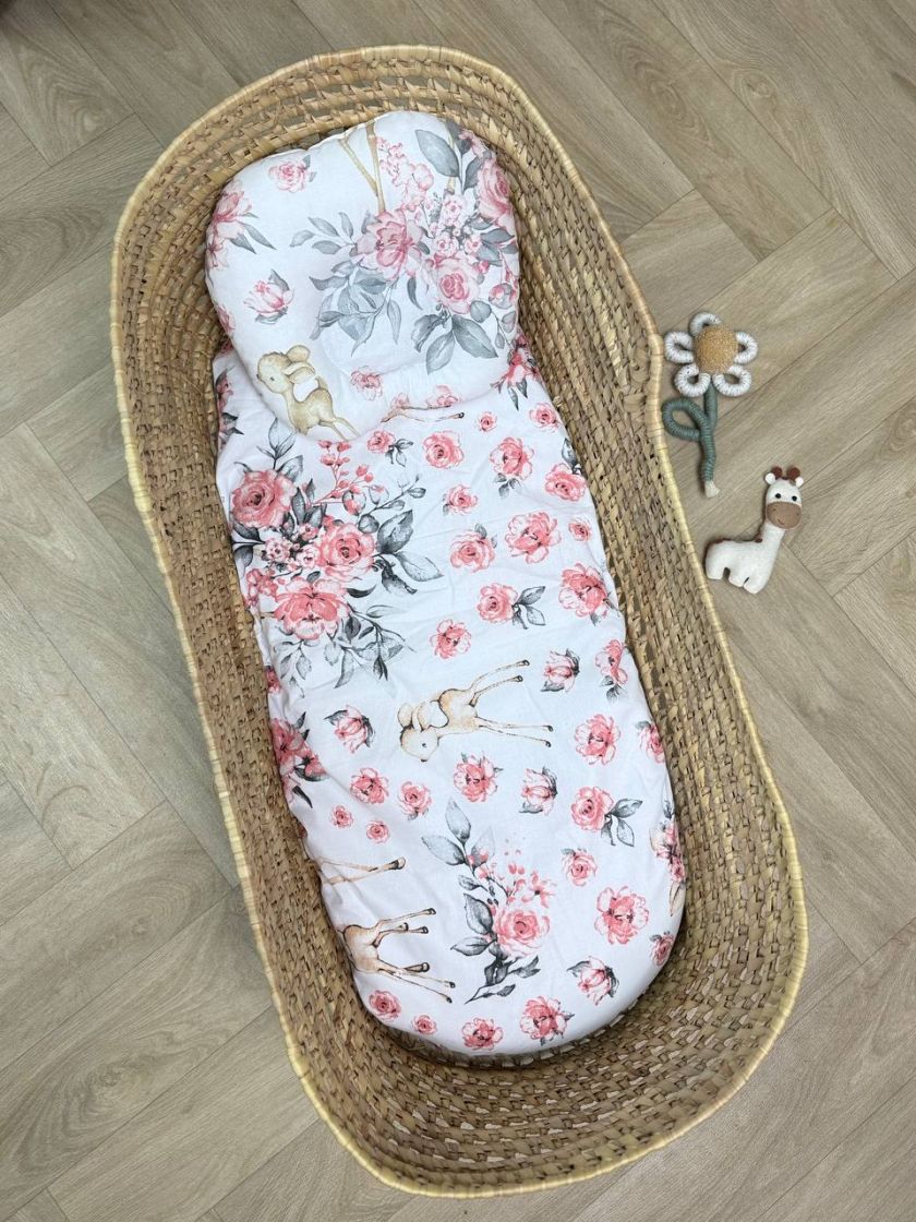 ❤ Простирадло непромакаюче у візочок та подушка. Принт - Олені бембі з трояндами (#88834948) ✓ Anna Konvert