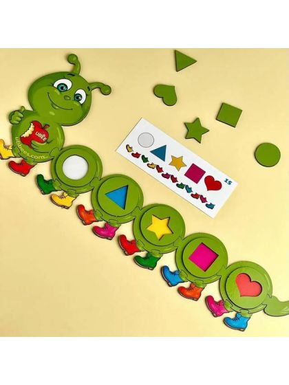 ❤ Дерев'яна іграшка розвиваюча гра з картками "Гусениця" ПСД245 (#ПСД245) ✓ Anna Konvert 2