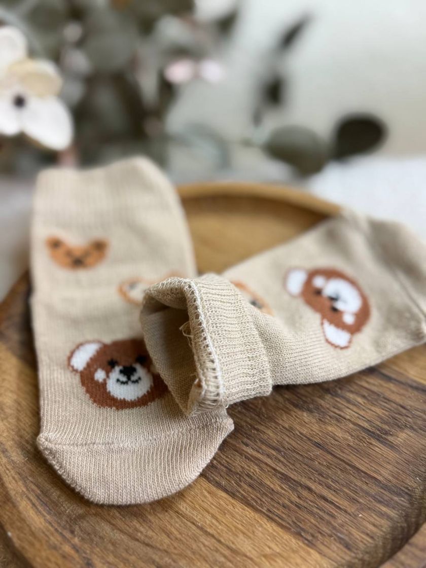 ❤ Шкарпетки "Ведмедики ", без утеплення. Принт - Бежевий з ведмедиками (#84834334) ✓ Anna Konvert