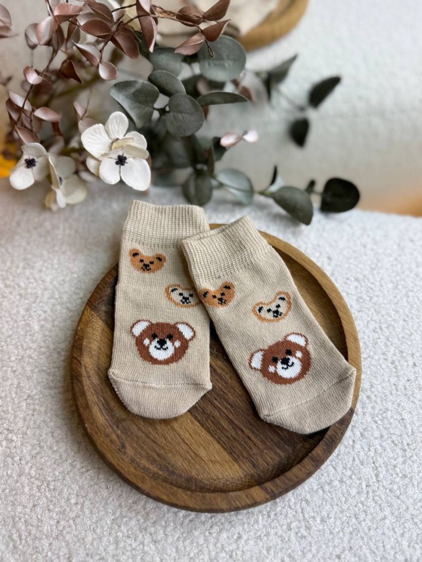 ❤ Шкарпетки "Ведмедики ", без утеплення. Принт - Бежевий з ведмедиками (#84834334) ✓ Anna Konvert