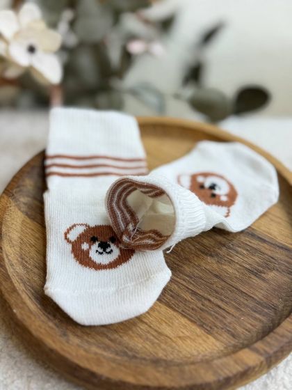 ❤ Шкарпетки "Ведмедики ", без утеплення. Принт - Білий з шоколадними рисками (#90902495) ✓ Anna Konvert 2