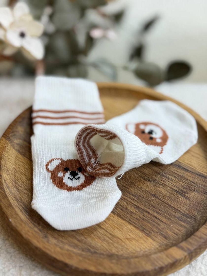❤ Шкарпетки "Ведмедики ", без утеплення. Принт - Білий з шоколадними рисками (#90902495) ✓ Anna Konvert