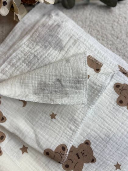 ❤ Пелюшки муслінові чотирьохшарові, жатка. Принт - Ведмедик сидячий, місяць, зірки. Розмір - 90*135см (#20207870) ✓ Anna Konvert 2