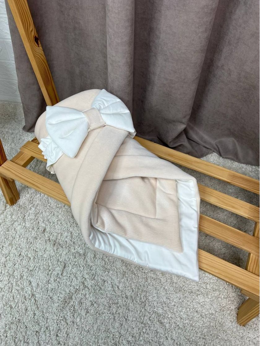 ❤ Демісезонний конверт велюровий в смужку, на бавовні. Колір - Молочний (#16819852) ✓ Anna Konvert