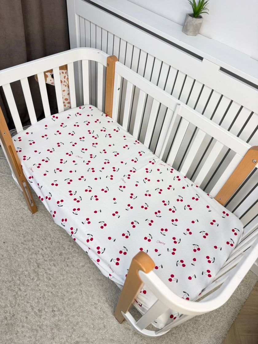 ❤ Простирадло у ліжко, бавовняне 120х60. Принт - Вишеньки (#48397191) ✓ Anna Konvert