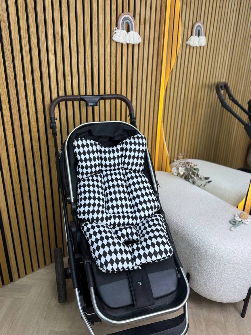 ❤ Матрасик візочок прогулянковий 3в1. Принт - Чорно білі ромбики (#59687645) ✓ Anna Konvert