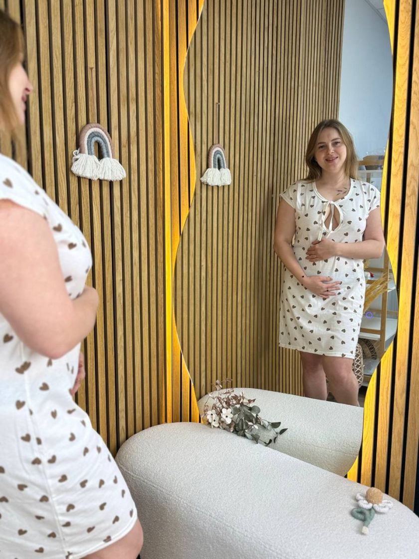 ❤ Сорочка на пологи бавовняна, 54-56р.. Колір - Серця беж на молочному (#26276137) ✓ Anna Konvert