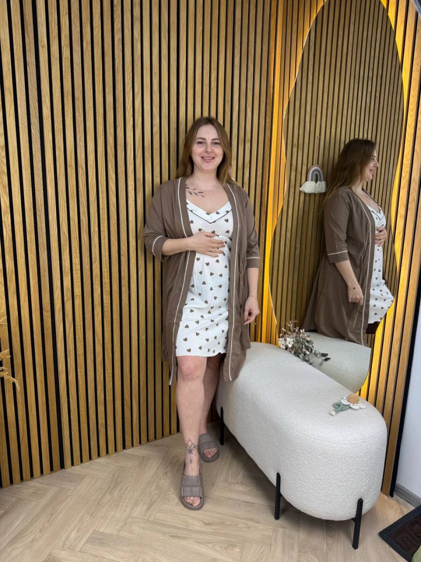 ❤ Комплект сорочка та халат для годування, 48-50 "Кант". Колір - Сердечка комбо (#36790876) ✓ Anna Konvert