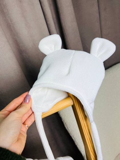 ❤ Демісезонний комбінезон з шапочкою, велюровий в смужку, 0-4 міс. Колір - Білий (#87486360) ✓ Anna Konvert 2