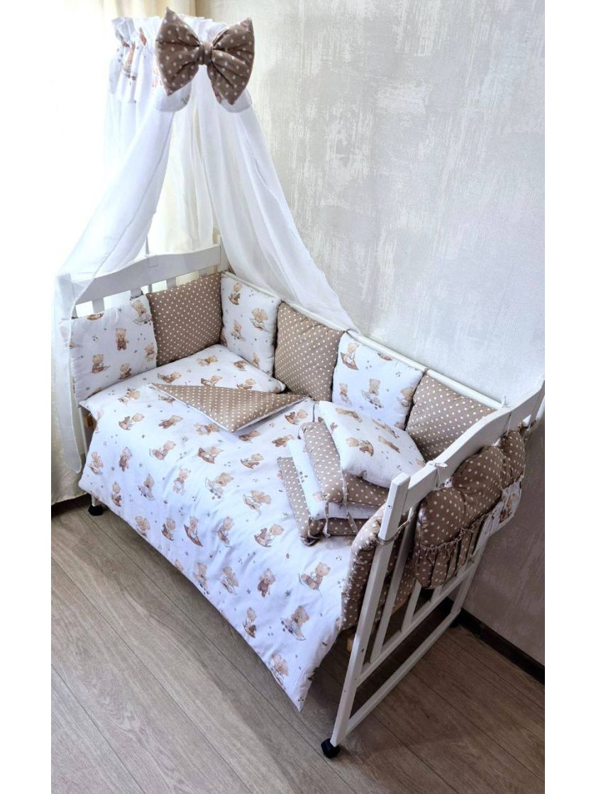 ❤ Набір у ліжко Elite, Bonna. Принт - Ведмедик сидячий, шоколад в горошок (#78607879) ✓ Anna Konvert