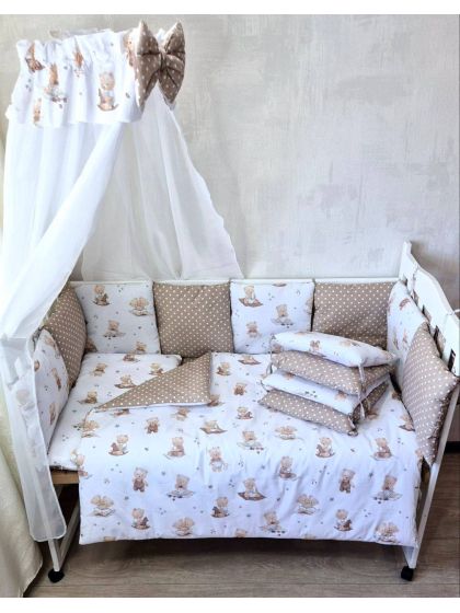 ❤ Набір у ліжко Elite, Bonna. Принт - Ведмедик сидячий, шоколад в горошок (#78607879) ✓ Anna Konvert 2