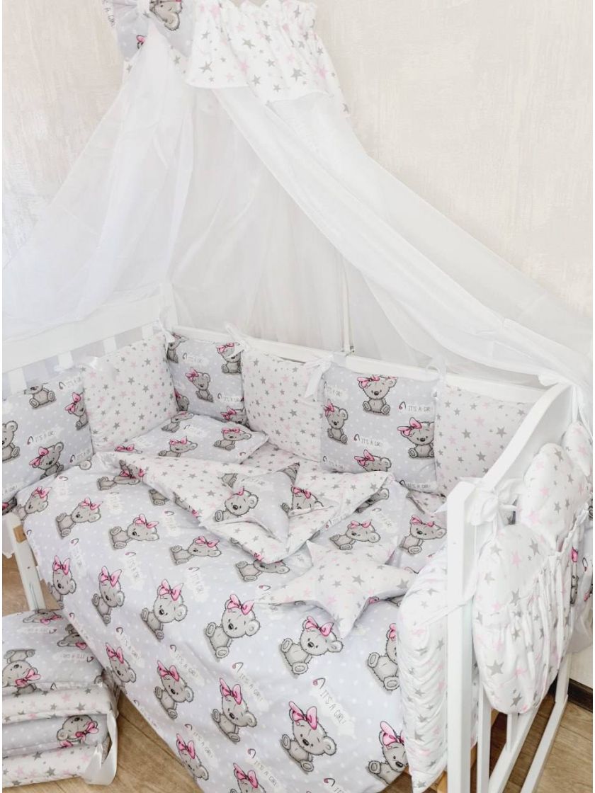 ❤ Набір у ліжко Elite, Bonna. Принт - Ведмедикі сірі it's a girl, зірки (#65484481) ✓ Anna Konvert