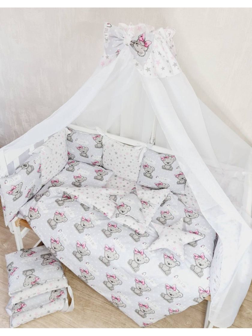 ❤ Набір у ліжко Elite, Bonna. Принт - Ведмедикі сірі it's a girl, зірки (#65484481) ✓ Anna Konvert