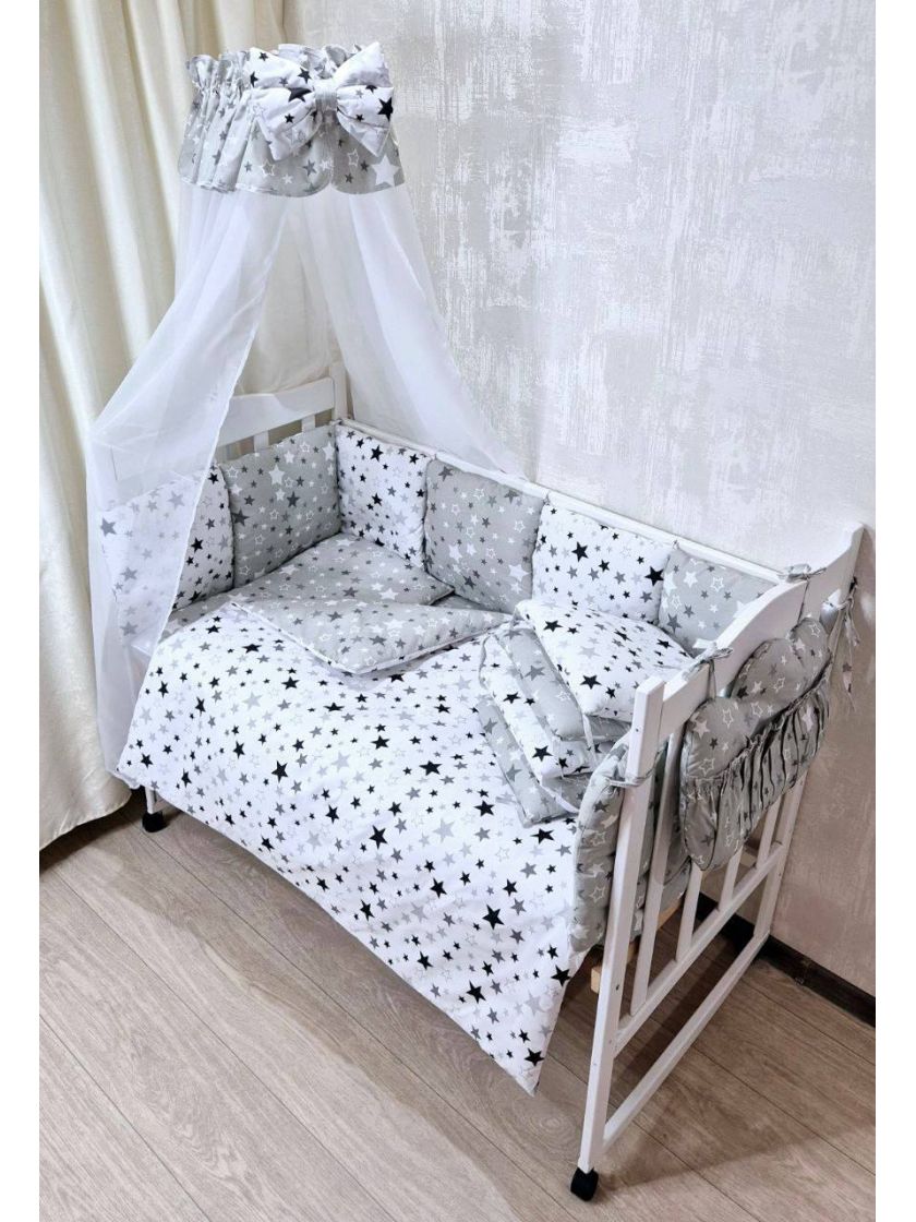 ❤ Набір у ліжко Elite, Bonna. Принт - Зірки різні на білому, сірий із зірками (#38228578) ✓ Anna Konvert