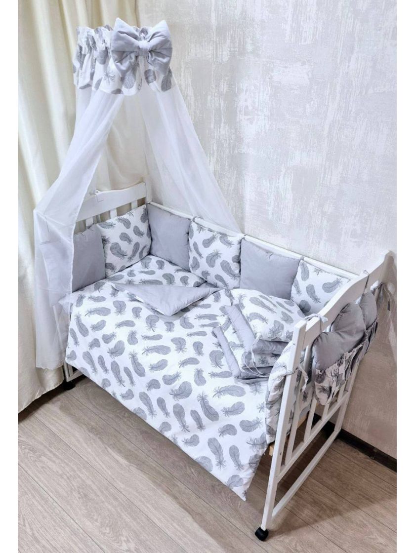 ❤ Набір у ліжко Elite, Bonna. Принт - Пір'я сірі, сірий (#26139452) ✓ Anna Konvert