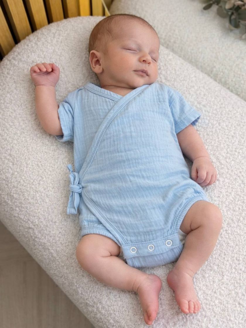 ❤ Боді муслін на зав'язках. Колір - Блакитний. Розмір - 62 (#81045368) ✓ Anna Konvert