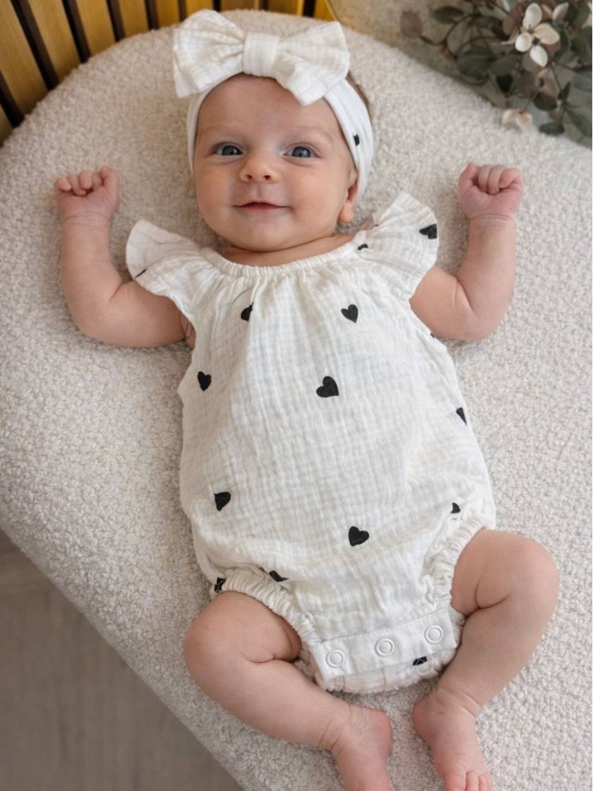 ❤ Муслінове боді з солошкою. Принт - Чорні серця. Розмір - 62-68 (#3435472) ✓ Anna Konvert