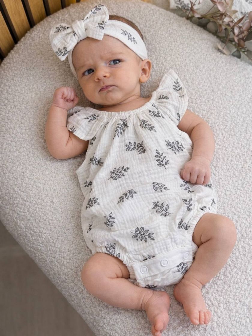 ❤ Муслінове боді з солошкою. Принт - Гілочки. Розмір - 56-62 (#67200057) ✓ Anna Konvert