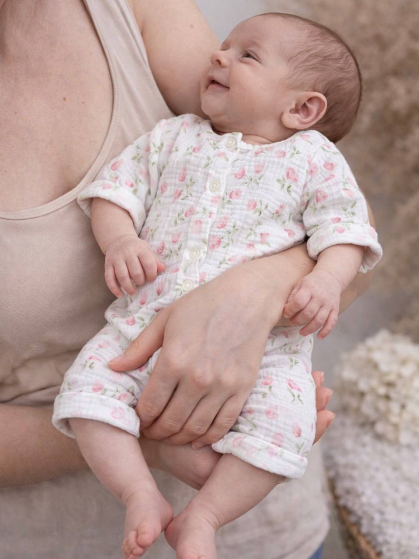 ❤ Чоловічок-пісочник мусліновий, 62 см. Колір - Дрібні рожеві квіточки. Розмір - 62см (#50138552) ✓ Anna Konvert