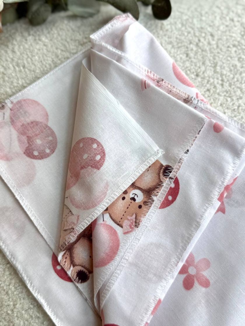 ❤ Пелюшки бавовняні. Принт - Ведмежа дівчинка з рожевими кульками (#11745339) ✓ Anna Konvert