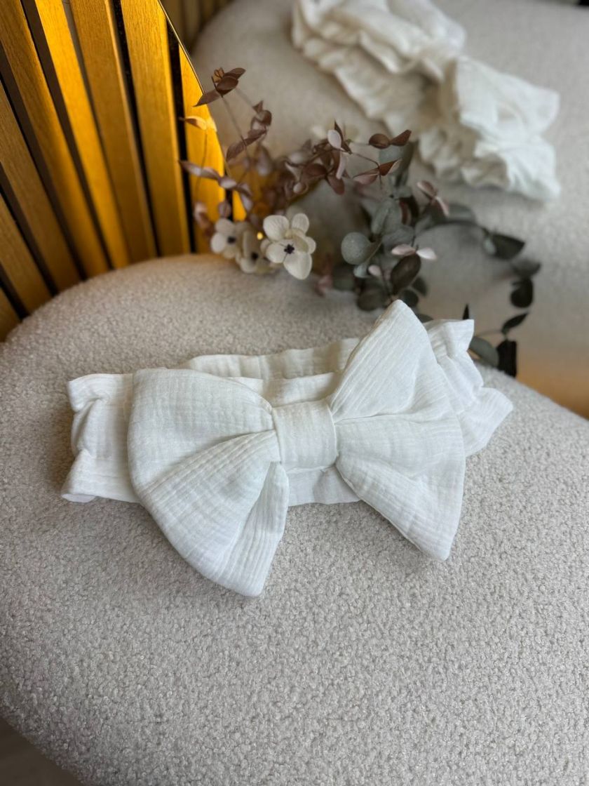 ❤ Мусліновий бантик для пледу на виписку, універсальний на резинці. Колір - Білий (#57267076) ✓ Anna Konvert