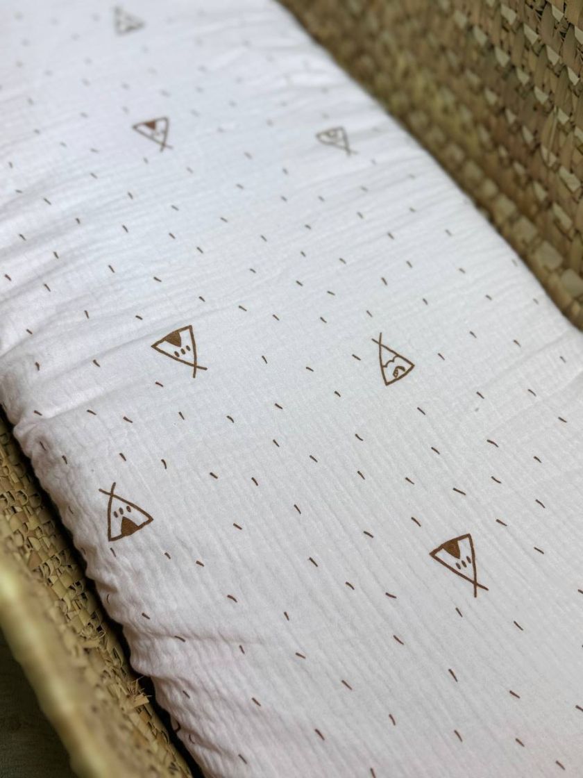 ❤ Простирадло муслін непромакаюче у візочок на гумці. Колір - Вігвам на рожевому (#47109889) ✓ Anna Konvert