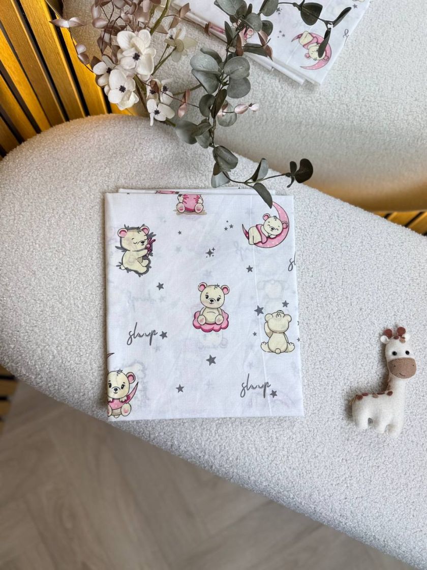 ❤ Пелюшки бавовняні. Принт - Ведмедик на місяці, рожевий (#11674475) ✓ Anna Konvert