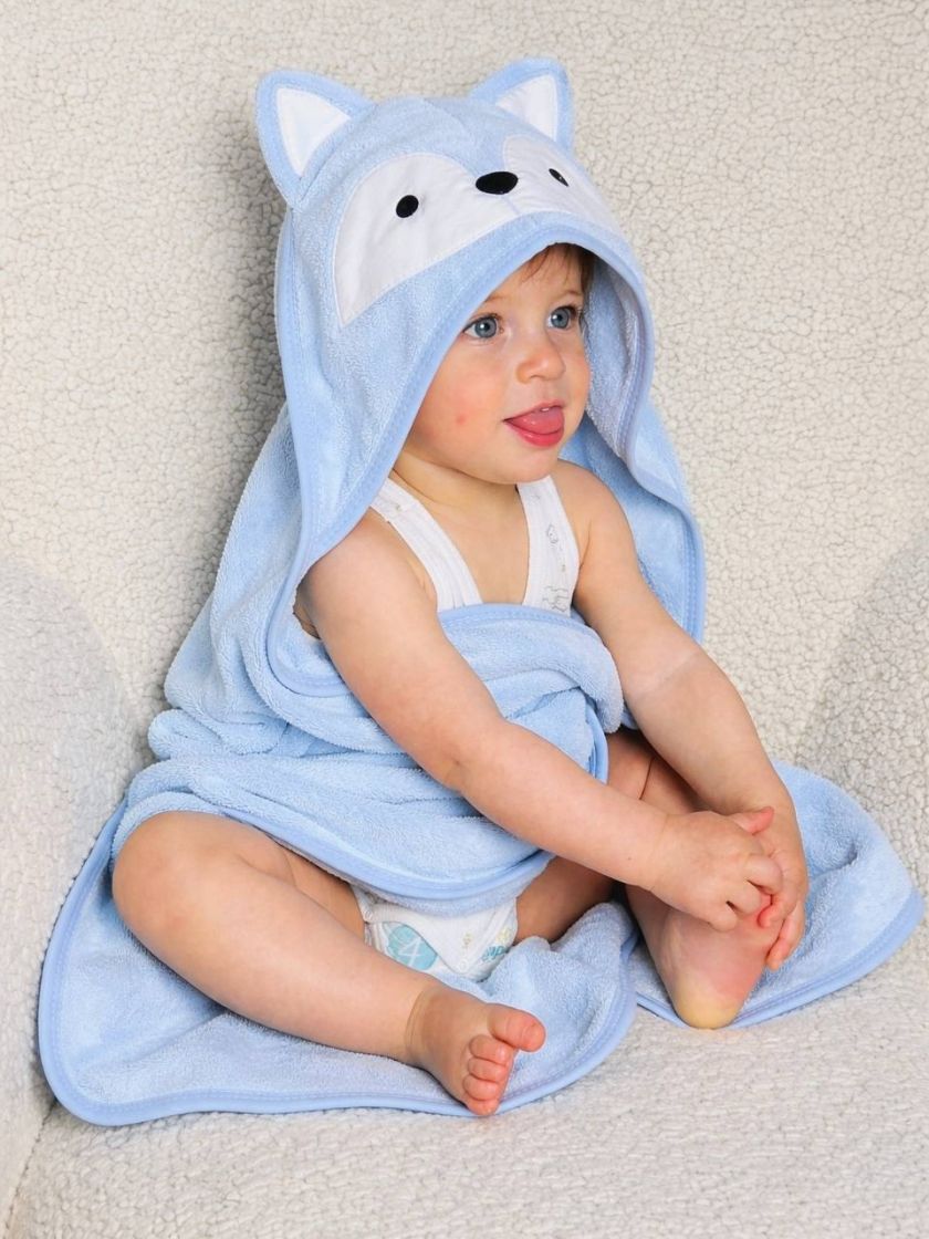 ❤ Рушник-кутик дитячий, 80*80 см. Колір - Блакитне вовченя (#84696996) ✓ Anna Konvert