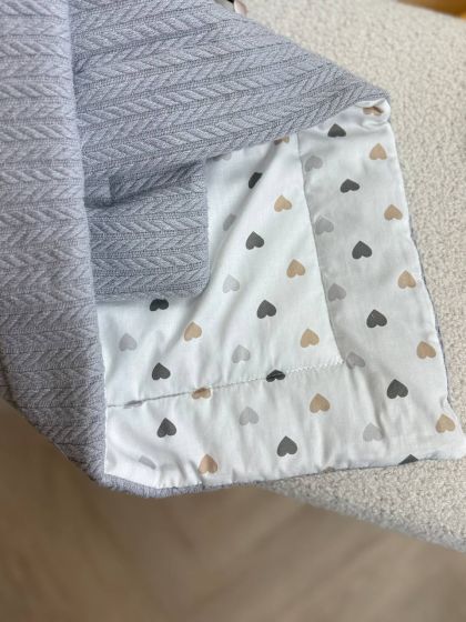 ❤ Демісезонний конверт плед на виписку, Плетіння, 80*80см. Колір - Сірий з різними сердечками беж (#80666359) ✓ Anna Konvert 2