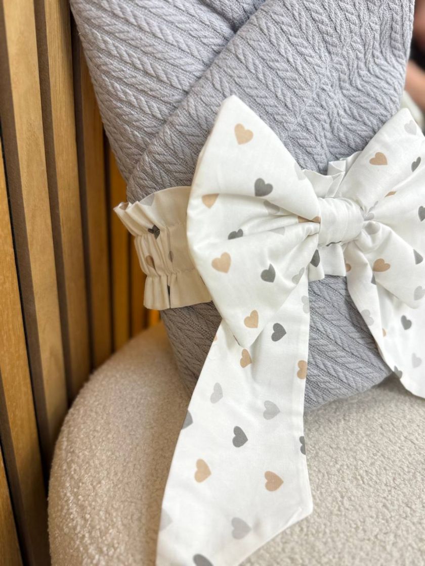 ❤ Демісезонний конверт плед на виписку, Плетіння, 80*80см. Колір - Сірий з різними сердечками беж (#80666359) ✓ Anna Konvert