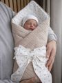 ❤ Демісезонний конверт плед на виписку, Плетіння, 80*80см. Колір - Бежевий, бежеві дрібні серця (#45306316) ✓ Anna Konvert