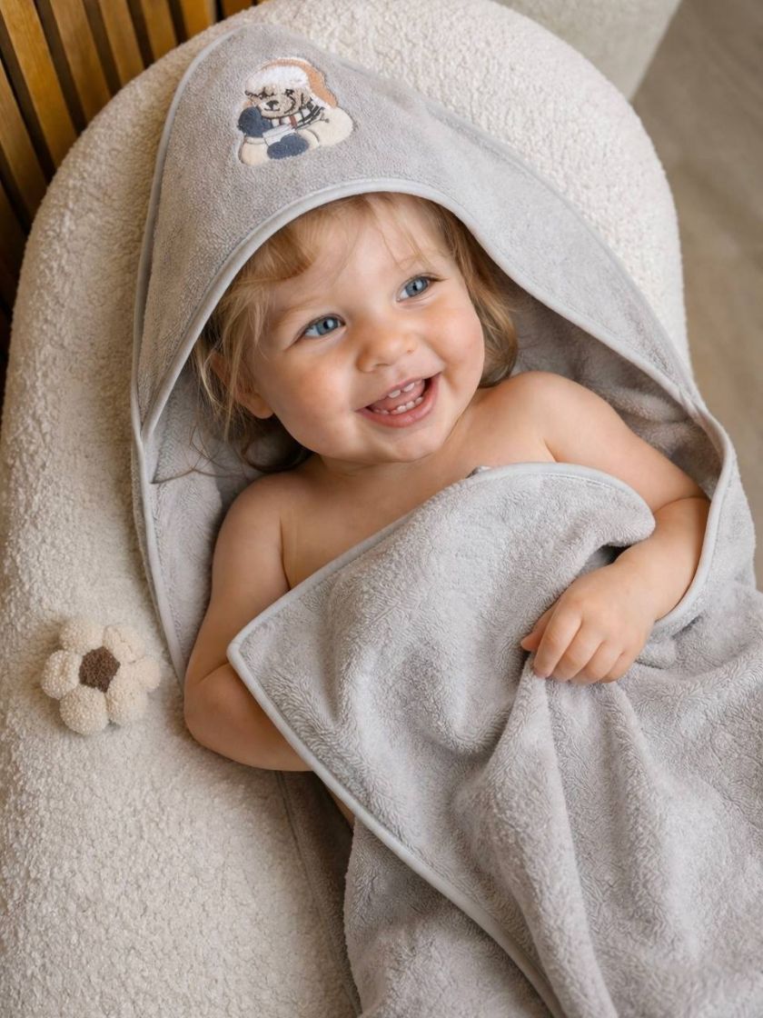 ❤ Рушник-кутик дитячий, 90см на 90см. Принт - Сірий (#88757114) ✓ Anna Konvert