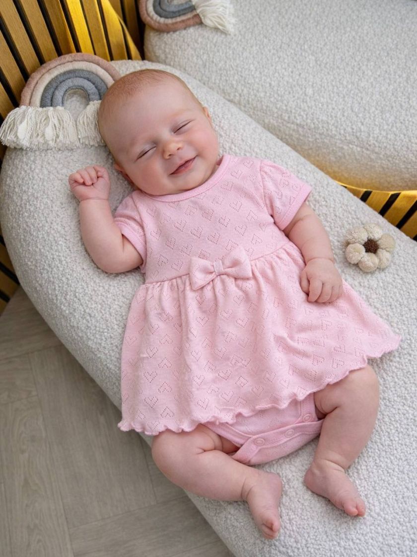 ❤ Боді сукня з перфорацією. Принт - Рожевий. Розмір - 68-74 (#9492497) ✓ Anna Konvert